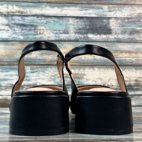 Charles David Slingback Pumps Womens 9M Black Faux Leather Dress Formal Shoes - Picture 5 of 10